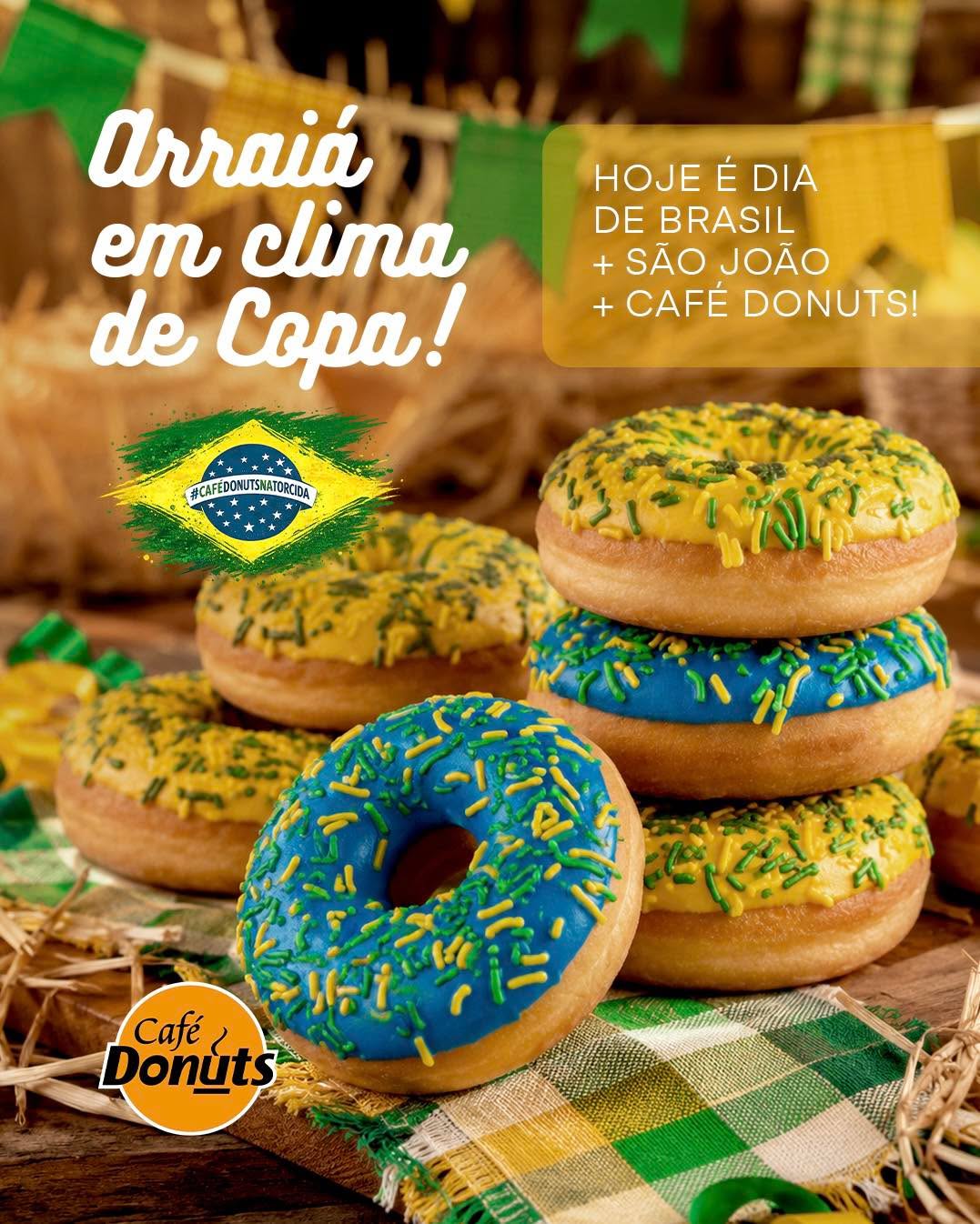 🇧🇷🌽☕ Hoje tem combinação campeã no Café Donuts! É dia de torcer pelo Brasil, celebrar Sã...